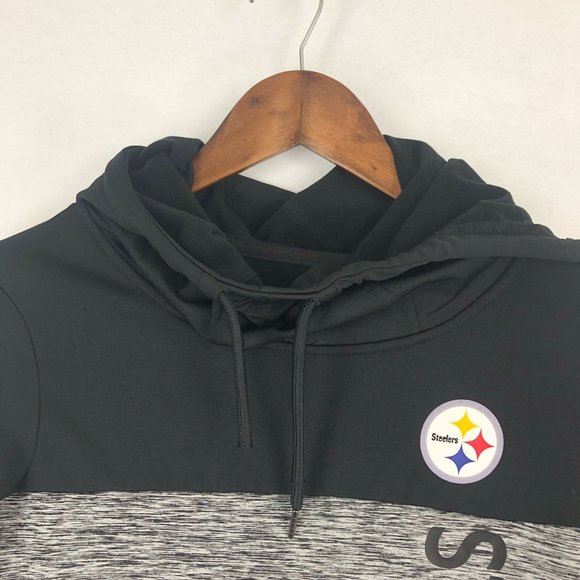 NFL Women's Size Small Black Grey Pittsburgh Steelers Pullover Sweatshirt Hood - Picture 2 of 12